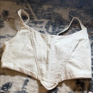 Zara Denim  Cream Corset Top